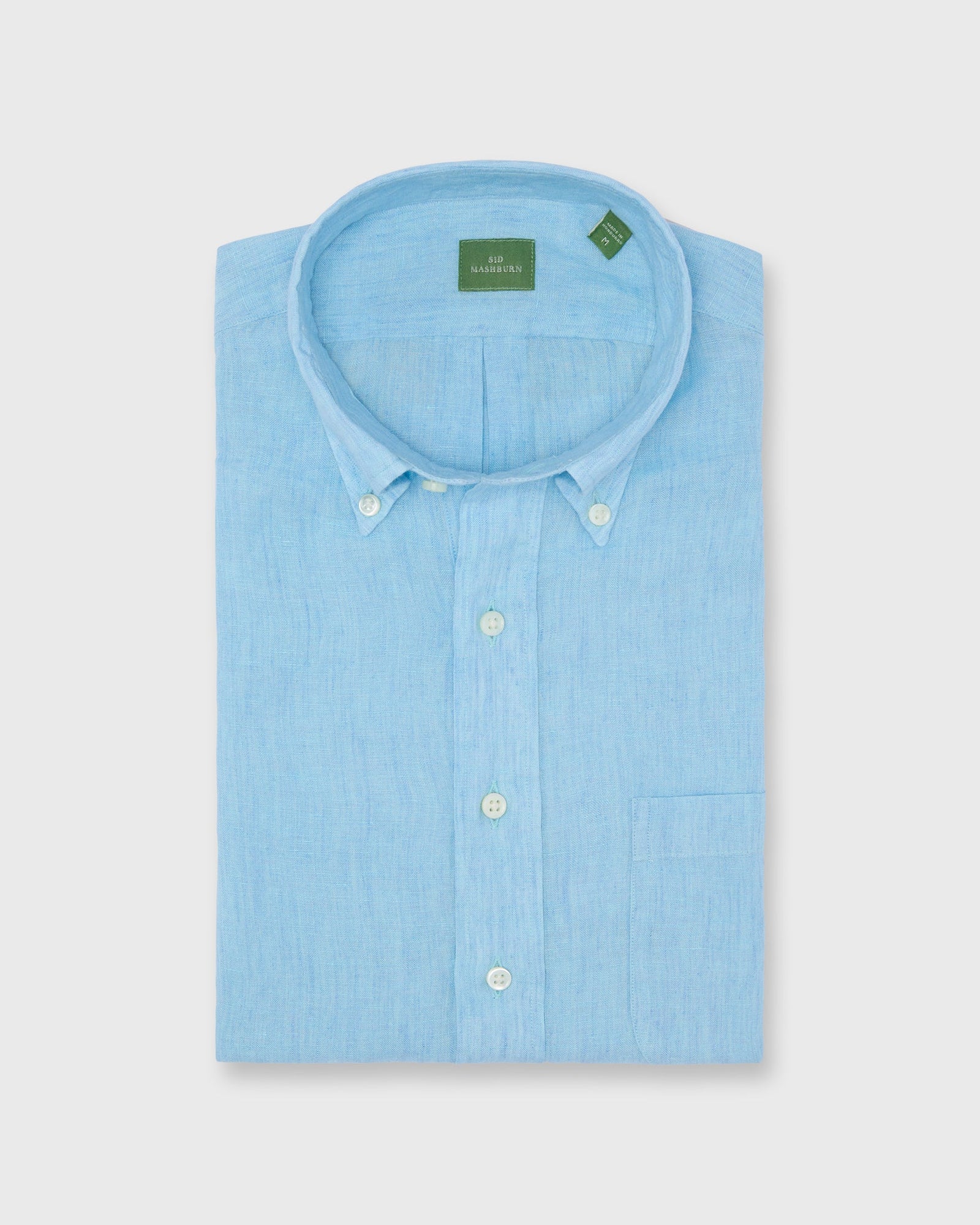 Button Down Popover Sport Shirt In Seaglass Linen