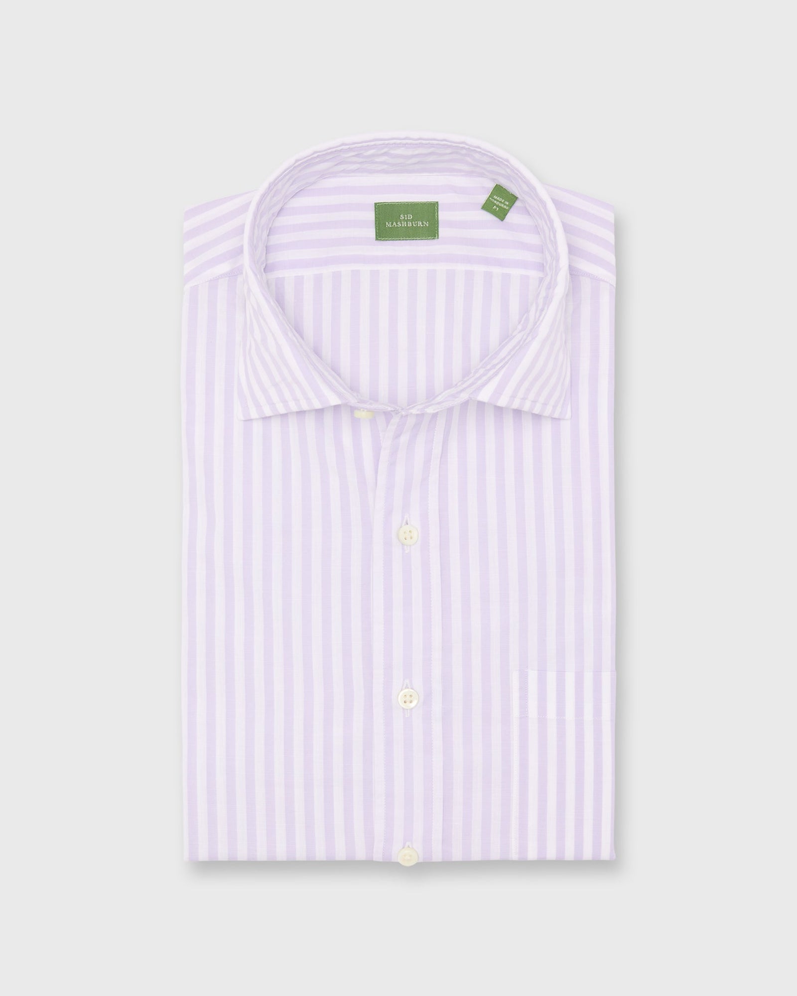 Spread Collar Sport Shirt In Stripe Chambray