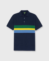 Rally Polo Sweater In Green Gold Stripe Cotton