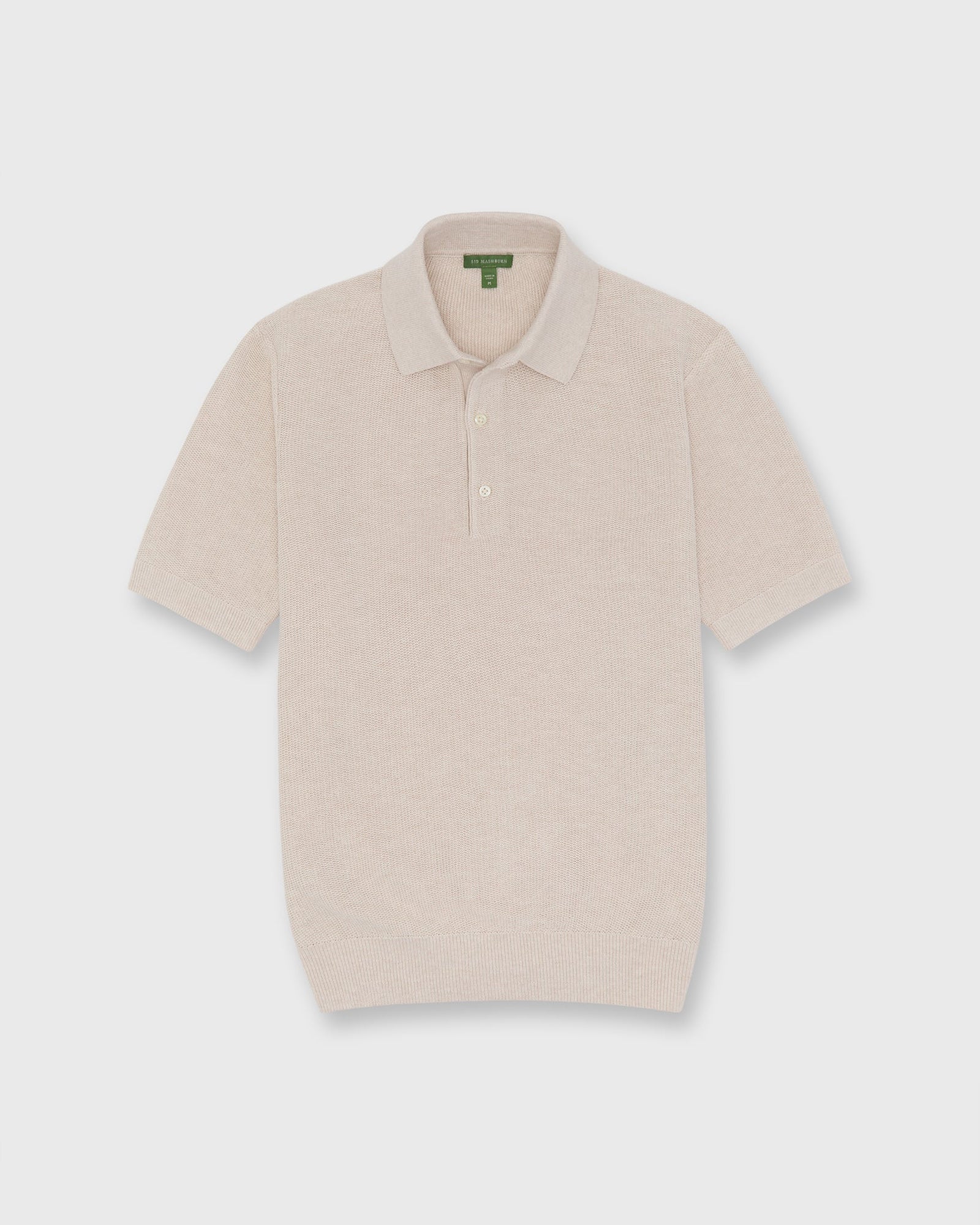 Textured Hyannis Polo Sweater In Bone Cotton Linen