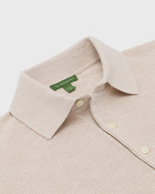 Textured Hyannis Polo Sweater In Bone Cotton Linen