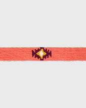 Hand Loomed D Ring Belt In Coral Tribal