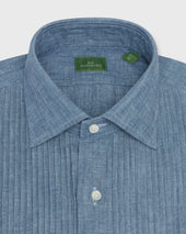 French Cuff Pleated Bib Front Tuxedo Shirt In Extra Light Washed