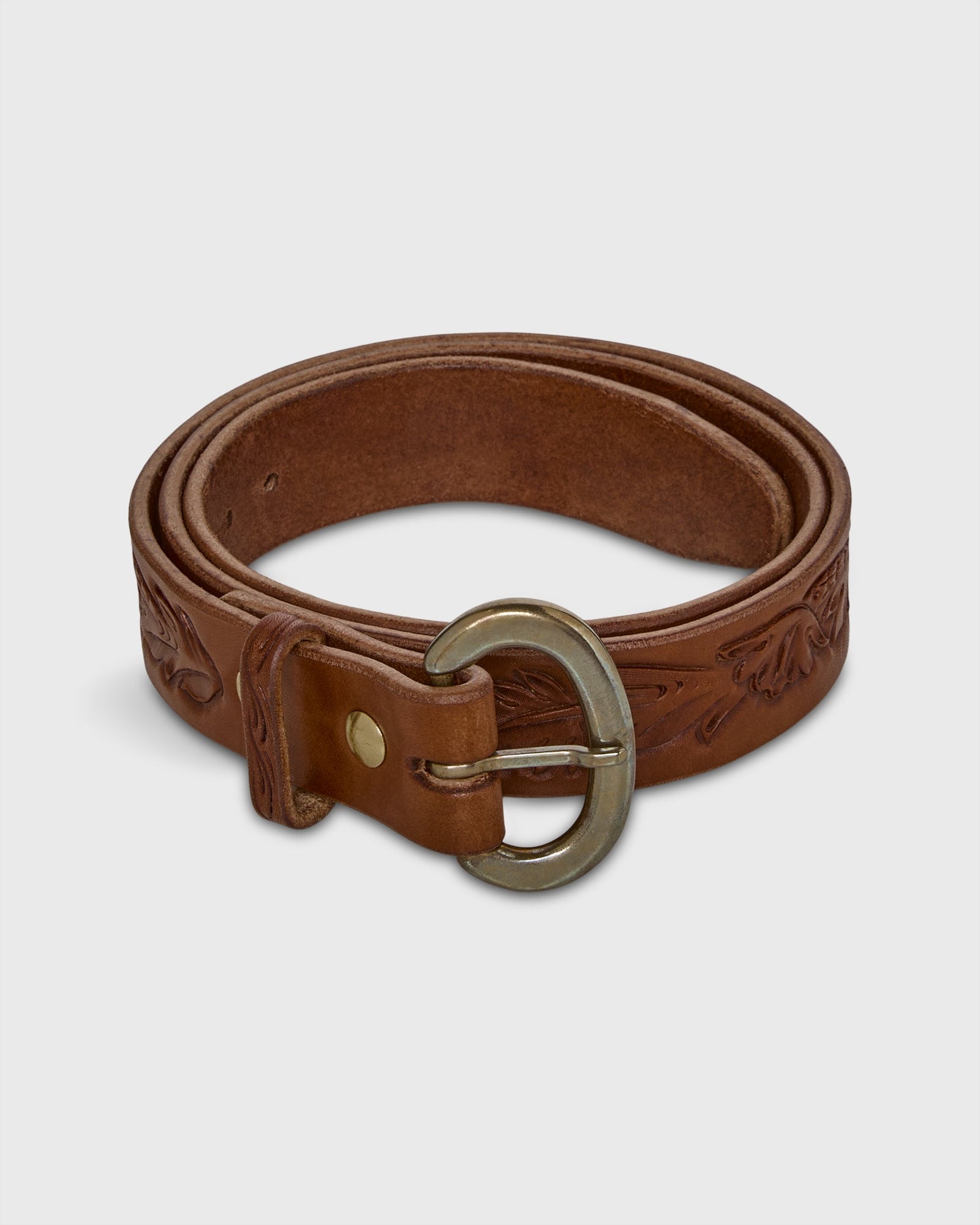 Hand Tooled Belt In Floral Leather