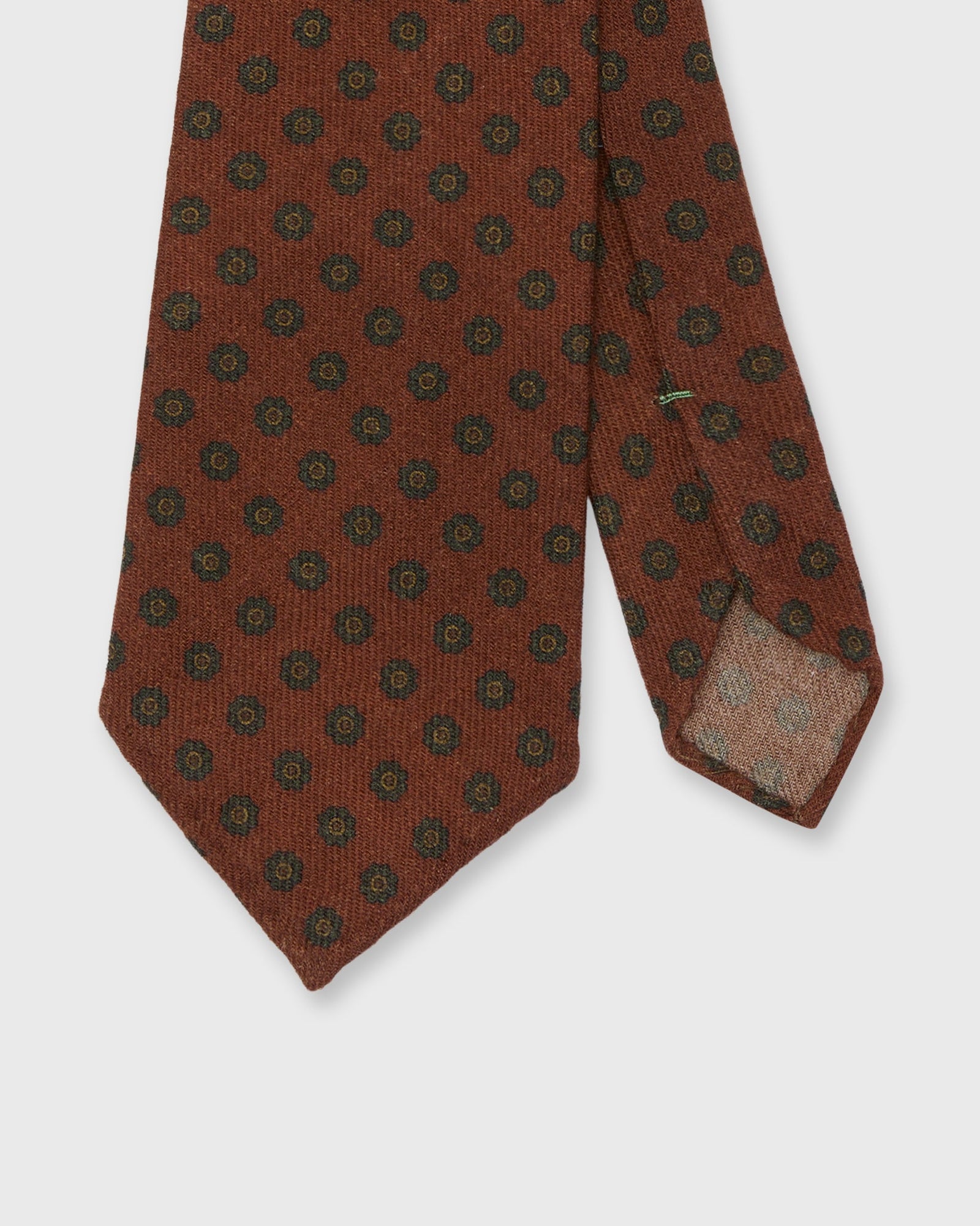 Wool Print Tie In Rust Fern Flower