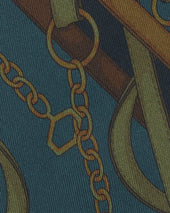Silk Print Tie In Green Brown Equestrian