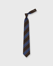 Silk Woven Tie In Purple Khaki Stripe