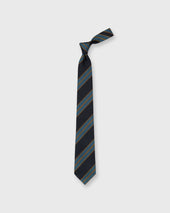 Silk Woven Tie In Dusty Blue Orange Stripe