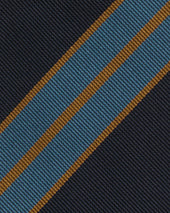 Silk Woven Tie In Dusty Blue Orange Stripe