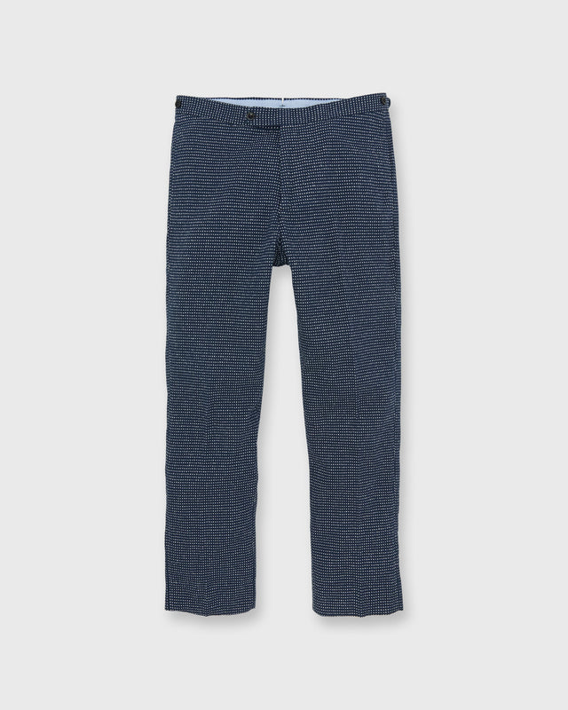 Side-Tab Sport Trouser in Navy/White Dot Jacquard