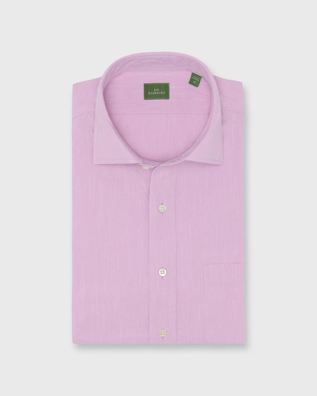 Spread Collar Sport Shirt In Orchid Salt Washed Chambray