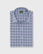 Spread Collar Sport Shirt In Sage Pink Plaid Poplin