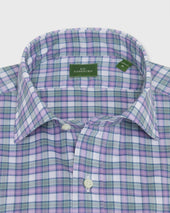 Spread Collar Sport Shirt In Sage Pink Plaid Poplin