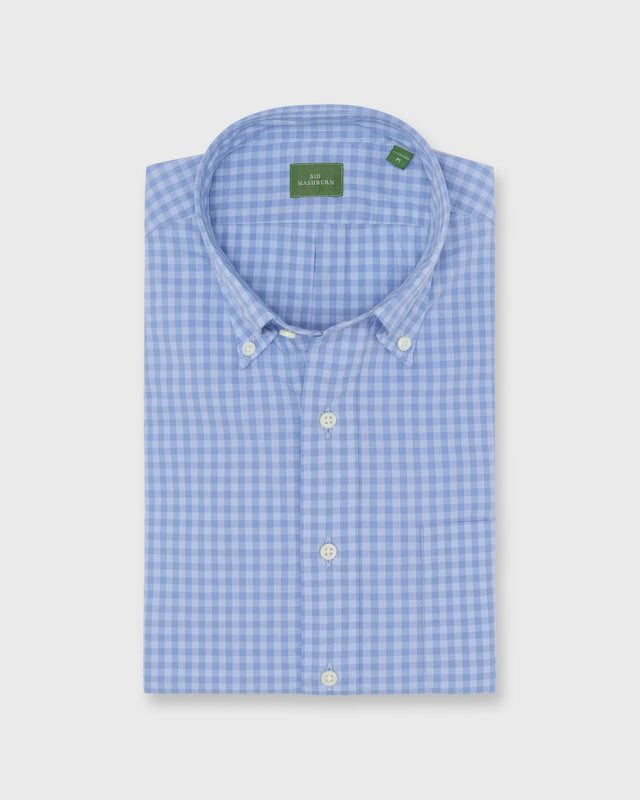 Button Down Sport Shirt In Sky Gingham Poplin