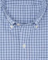 Button Down Sport Shirt In Sky Check Poplin