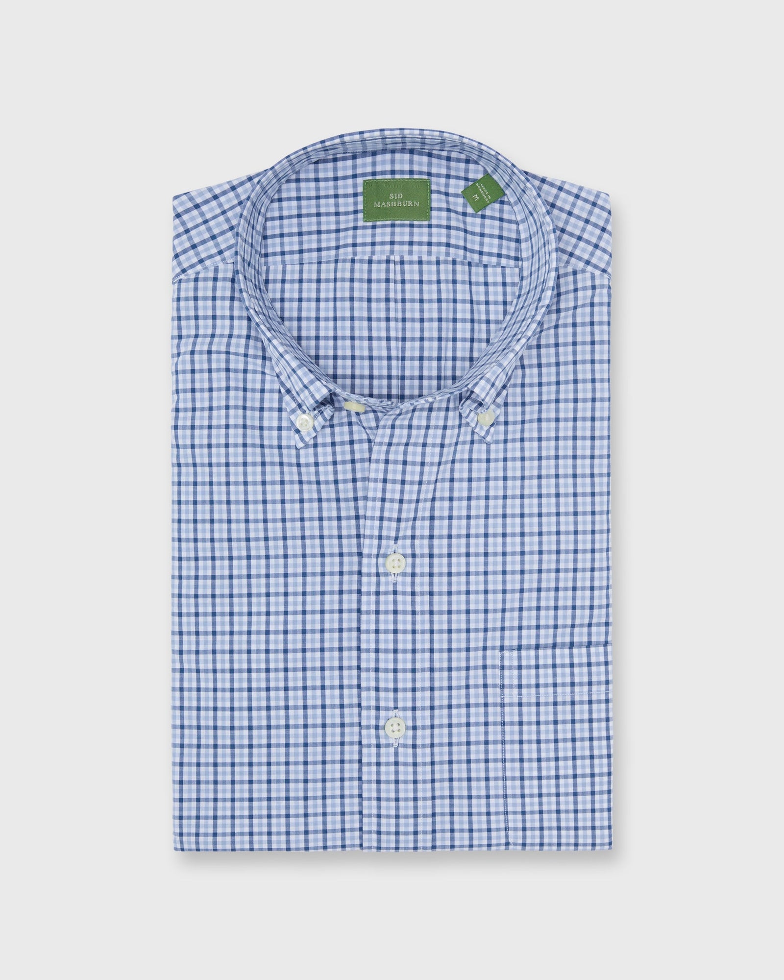 Button Down Sport Shirt In Sky Check Poplin