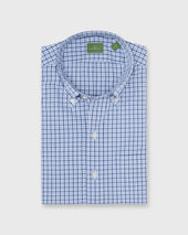 Button Down Sport Shirt In Sky Check Poplin