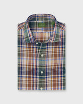 Otto Handmade Sport Shirt In Blue Lavender Plaid Linen