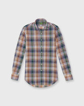 Otto Handmade Sport Shirt In Blue Lavender Plaid Linen