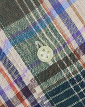 Otto Handmade Sport Shirt In Blue Lavender Plaid Linen