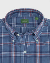 Short Sleeved Button Down Popover Sport Shirt In Orange White Madras
