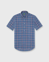 Short Sleeved Button Down Popover Sport Shirt In Orange White Madras