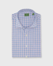 Spread Collar Sport Shirt In Blue Multi Check Poplin