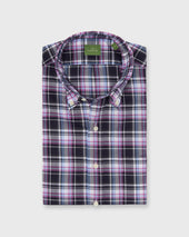 Button Down Sport Shirt In Navy Berry Plaid Poplin