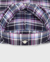 Button Down Sport Shirt In Navy Berry Plaid Poplin