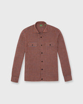 Band Hem Work Shirt In Red Blue Gingham Linen