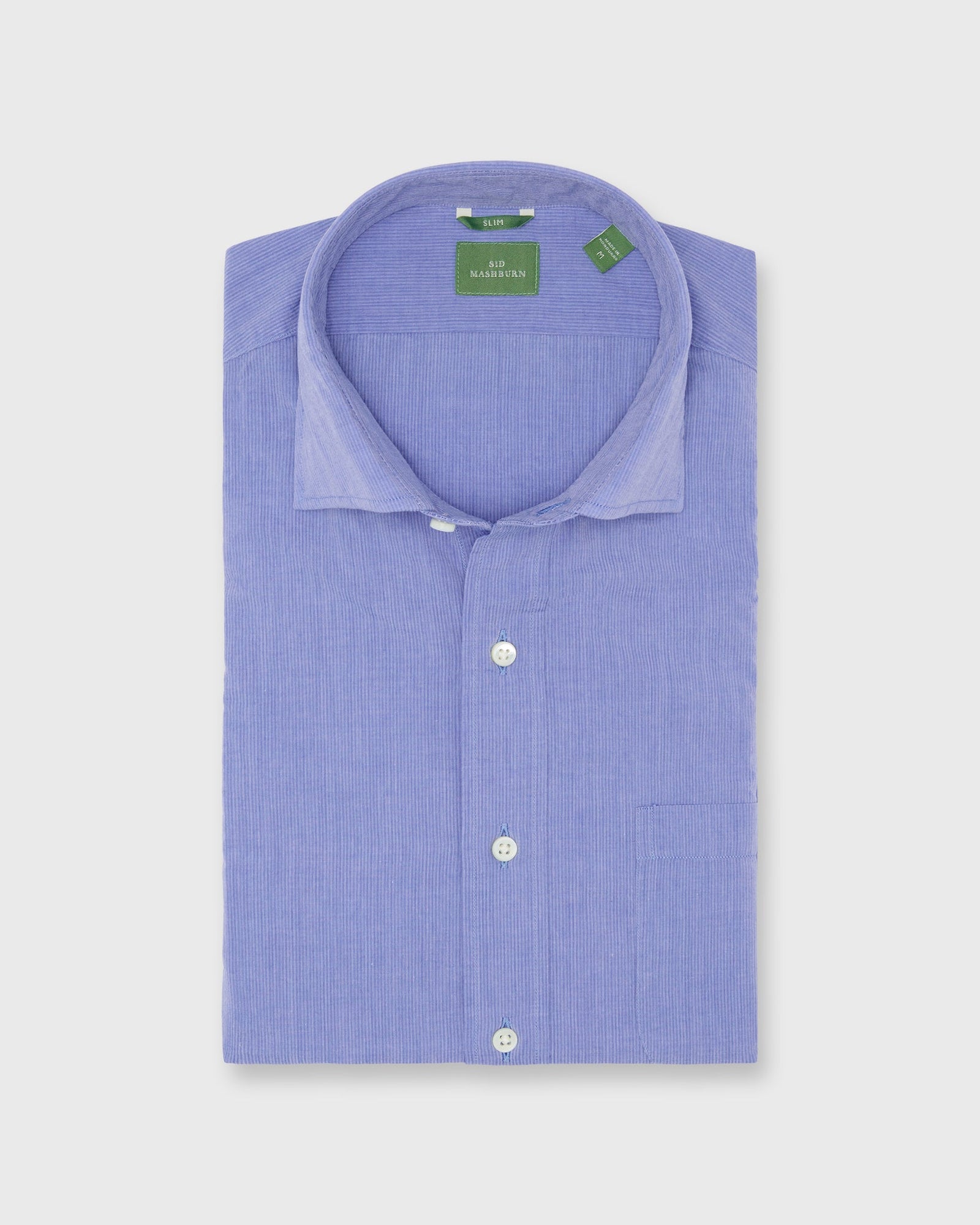 Slim Fit Spread Collar Sport Shirt In Blue Shadow Stripe Poplin