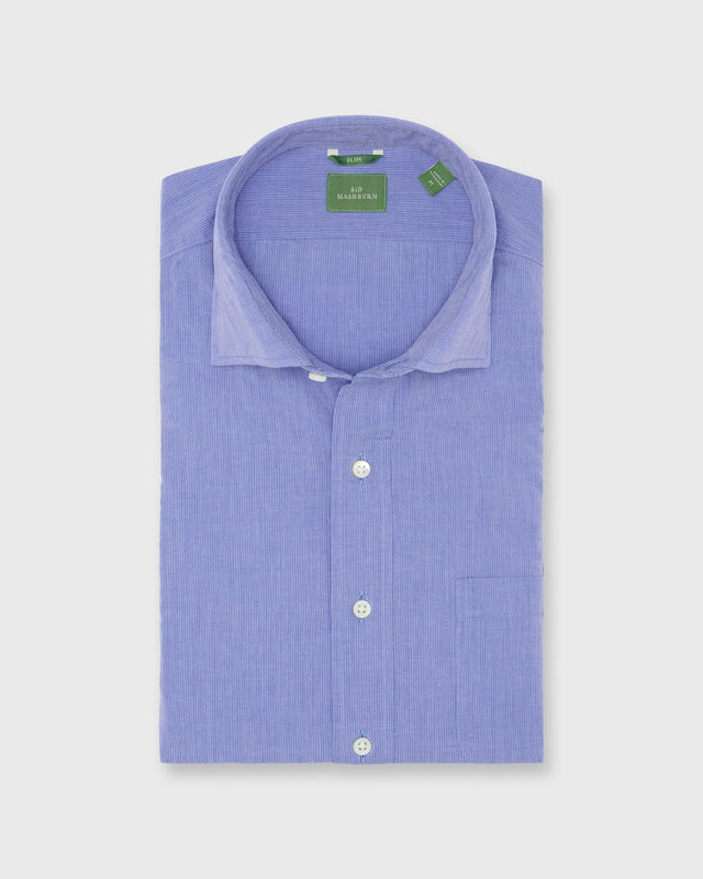 Slim Fit Spread Collar Sport Shirt In Blue Shadow Stripe Poplin
