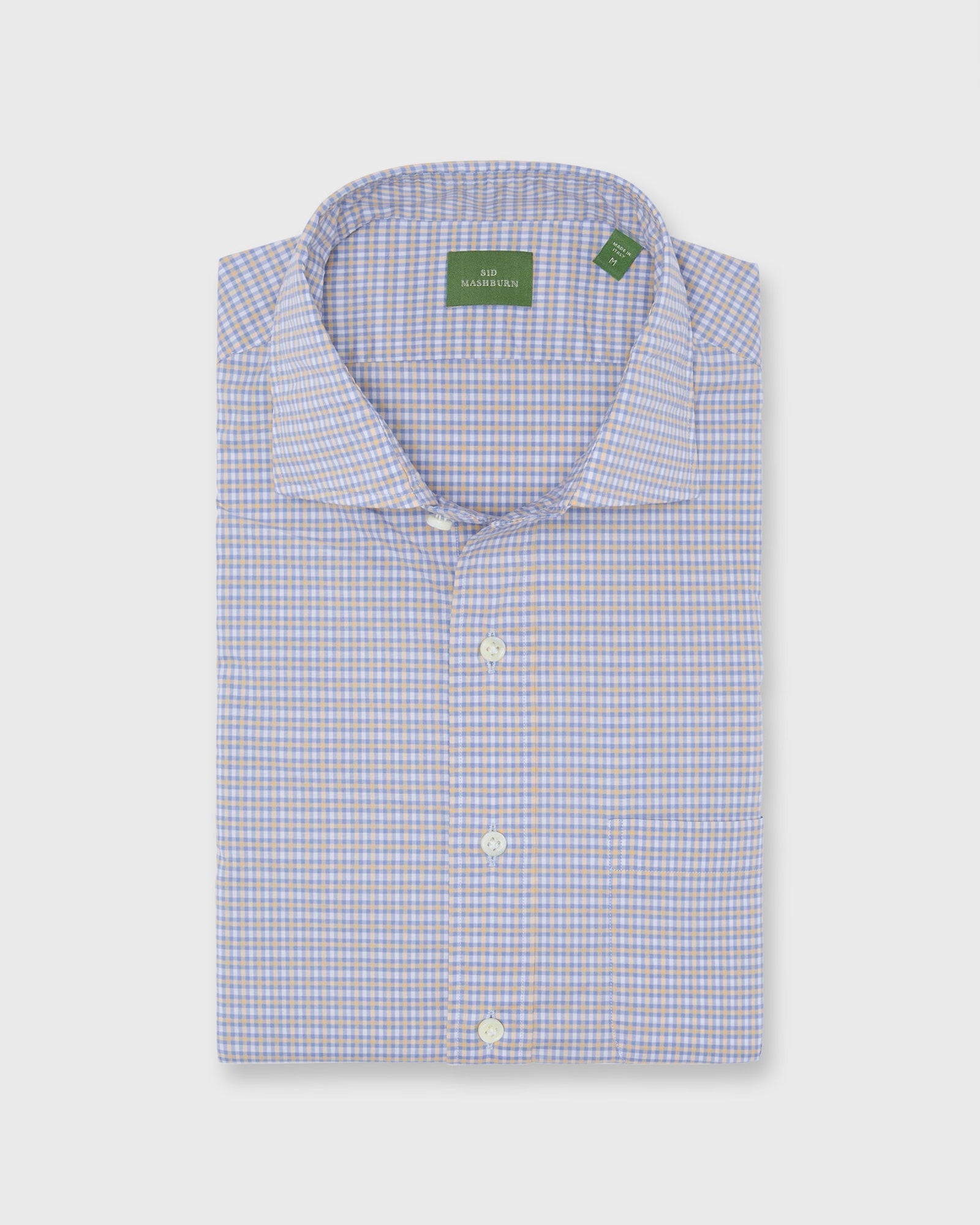 Otto Handmade Sport Shirt In Peach White Check Poplin