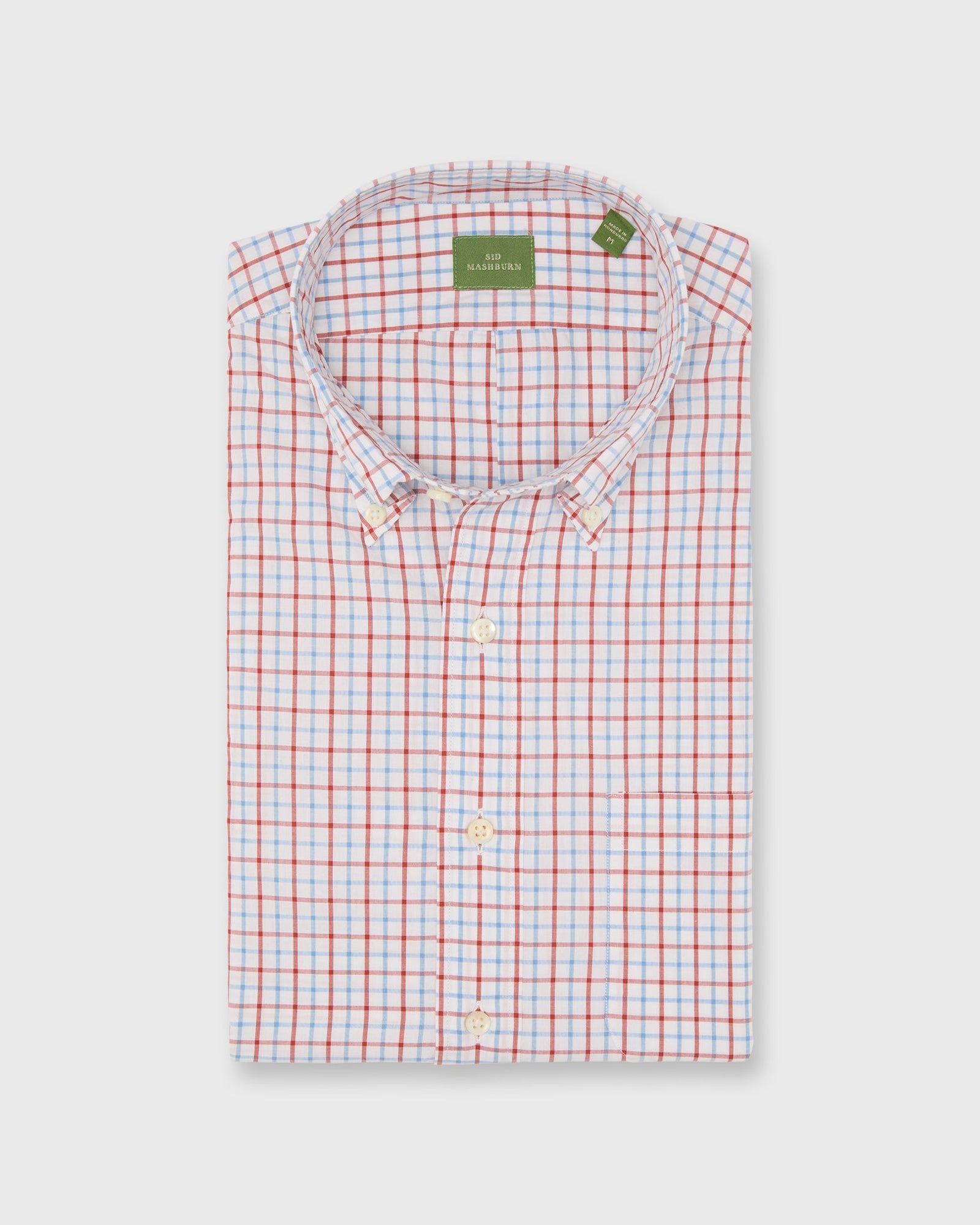 Button Down Sport Shirt In Berry Tattersall Poplin