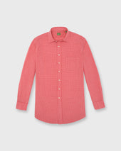 Handmade Spread Collar Sport Shirt In Coral Bone Windowpane Madras