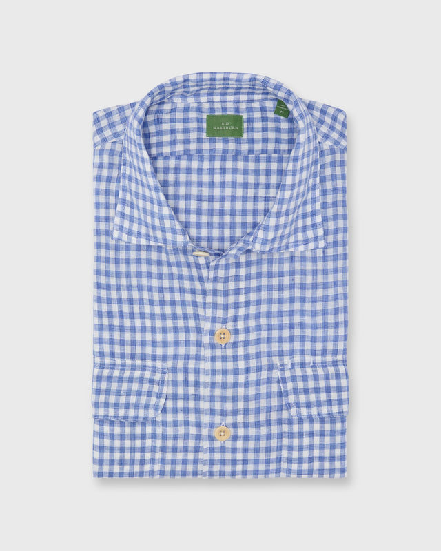 Luke Work Shirt in Peri/Bone Gingham Linen