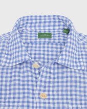 Luke Work Shirt In Peri Bone Gingham Linen