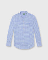 Luke Work Shirt In Peri Bone Gingham Linen