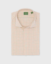 Spread Collar Sport Shirt In Peach Bone Tattersall Poplin