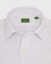 Spread Collar Sport Shirt In Pink Sky Green Tattersall Poplin