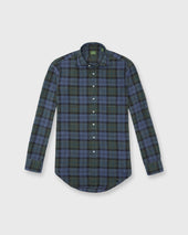 Otto Handmade Sport Shirt In Olive Lovat Plaid Linen