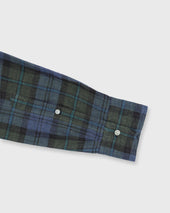 Otto Handmade Sport Shirt In Olive Lovat Plaid Linen