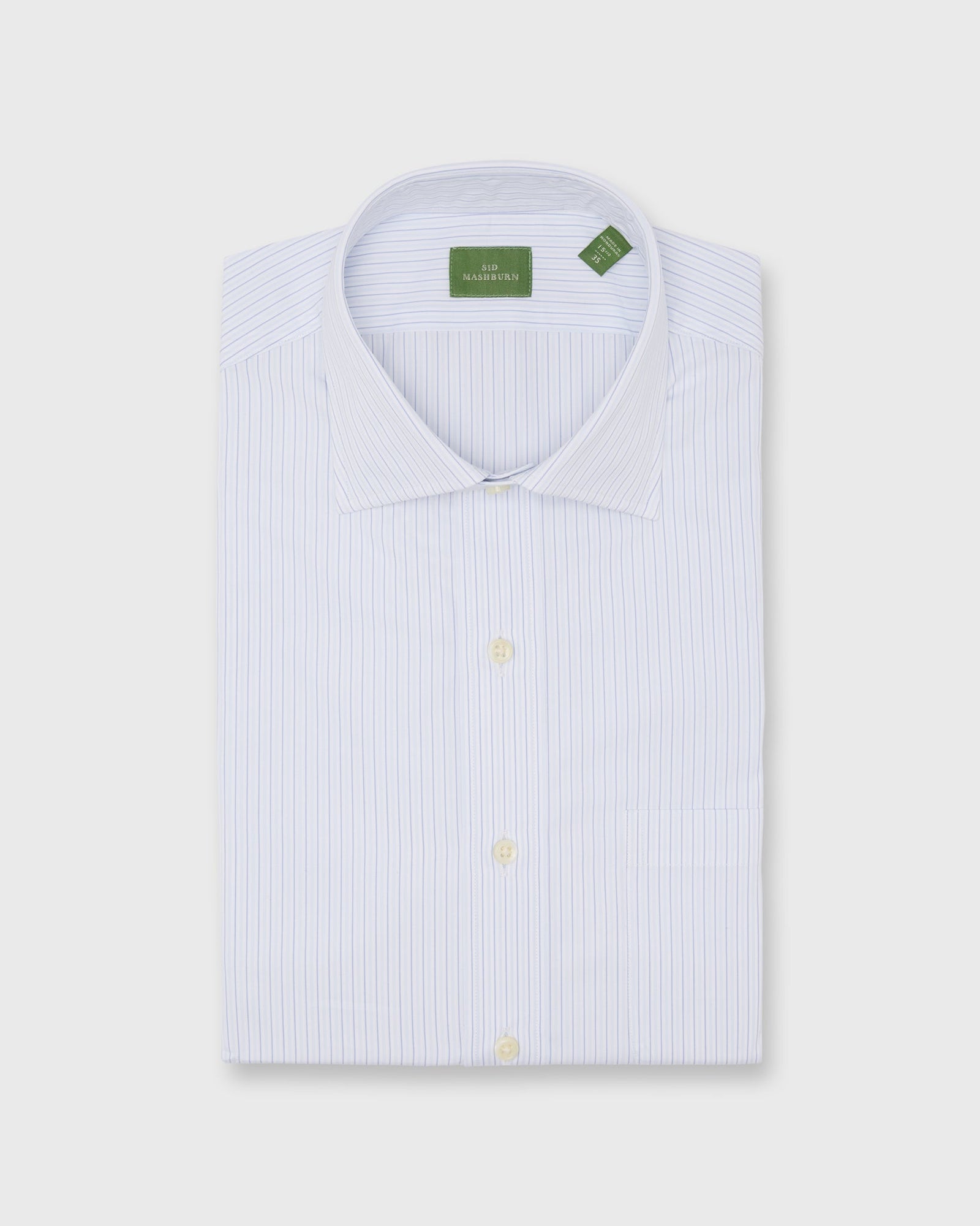 Spread Collar Dress Shirt In Blue Stripe Poplin