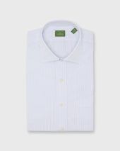 Spread Collar Dress Shirt In Blue Stripe Poplin