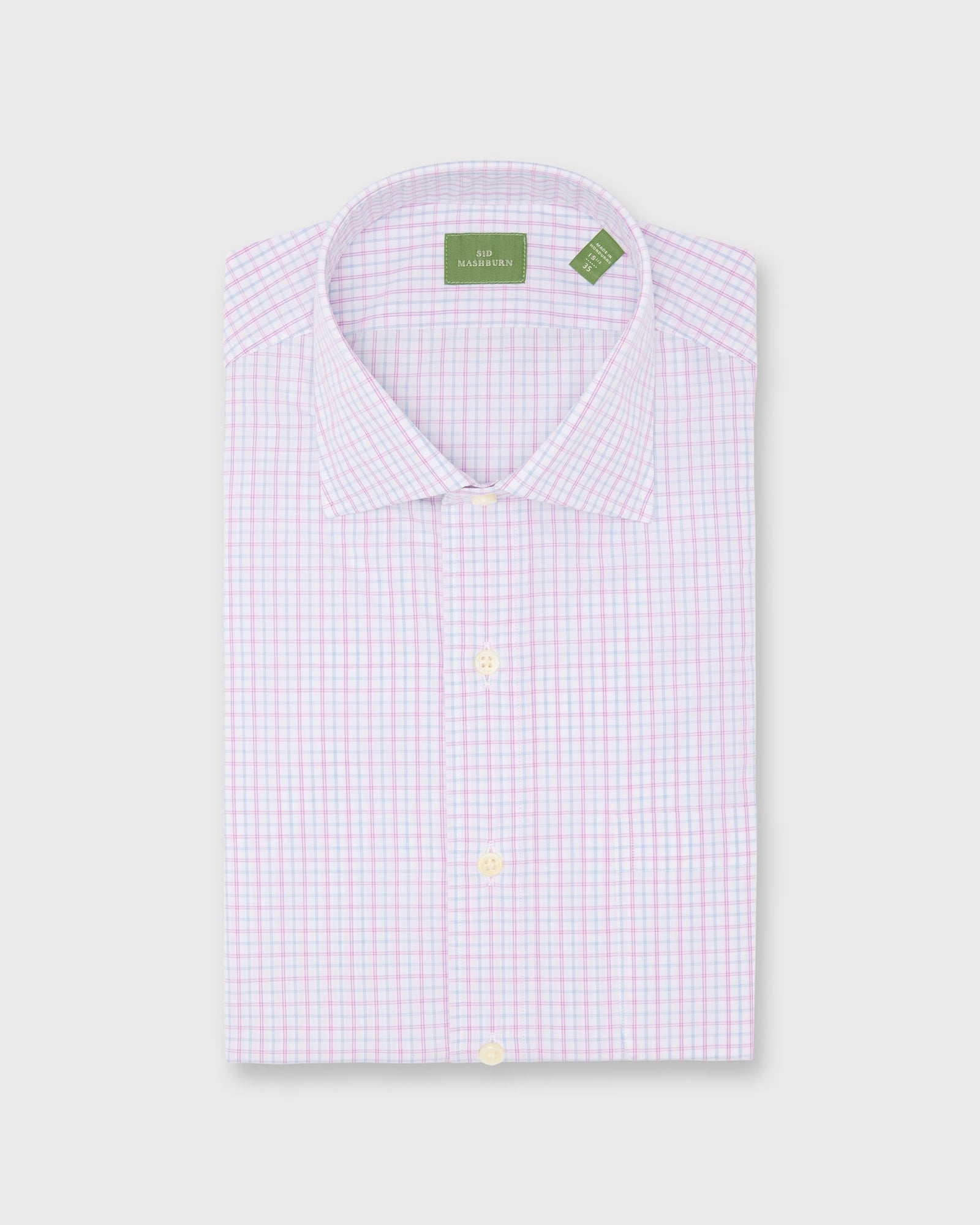 Spread Collar Dress Shirt In Pink Sky Check Poplin