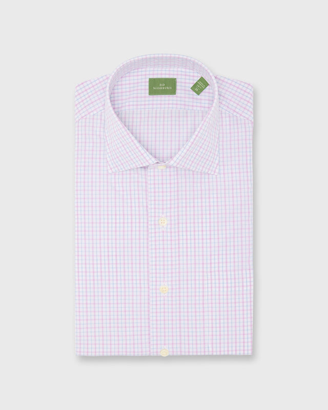 Spread Collar Dress Shirt In Pink Sky Check Poplin