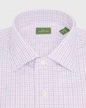 Spread Collar Dress Shirt In Pink Sky Check Poplin