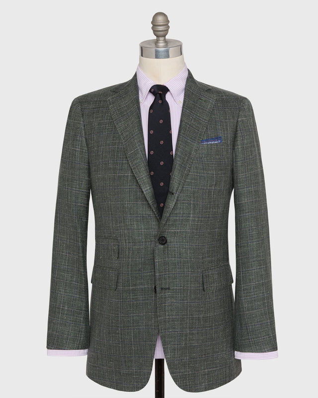 Virgil No. 4 Jacket in Sage/Slate/Flax Plaid Hopsack