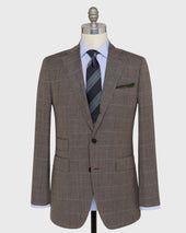 Virgil No 3 Suit In Mocha Blue Bone Windowpane Plainweave