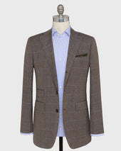 Virgil No 3 Suit In Mocha Blue Bone Windowpane Plainweave
